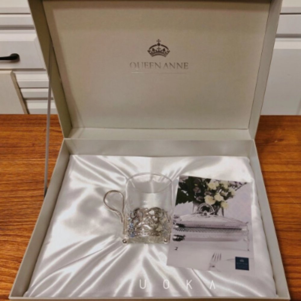 Queen Anne tea cup coffee cup silver cup British Royal series rectangular tray +